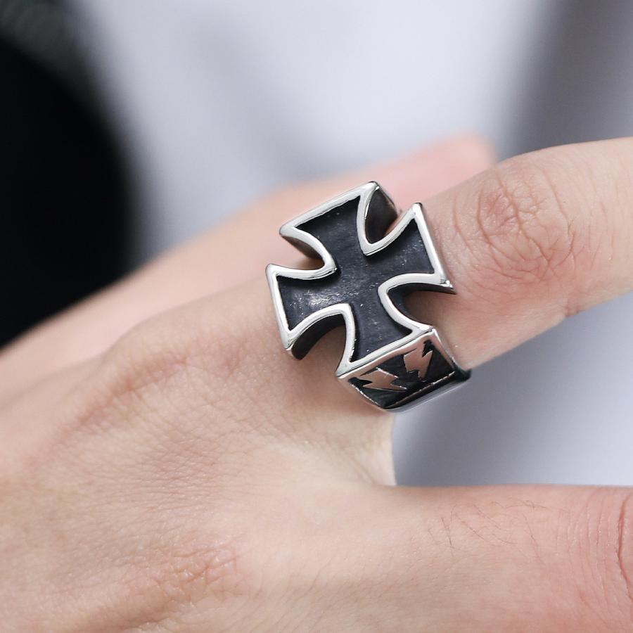 指輪 アイアンクロス リング メンズ 鉄十字 ビッグモチーフ ステンレス