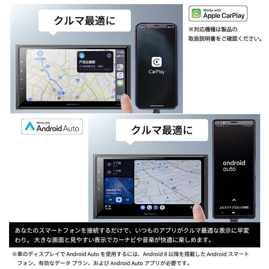 カロッツェリア DMH-SZ700 パイオニア 6.8型モニター内蔵apple CarPlay