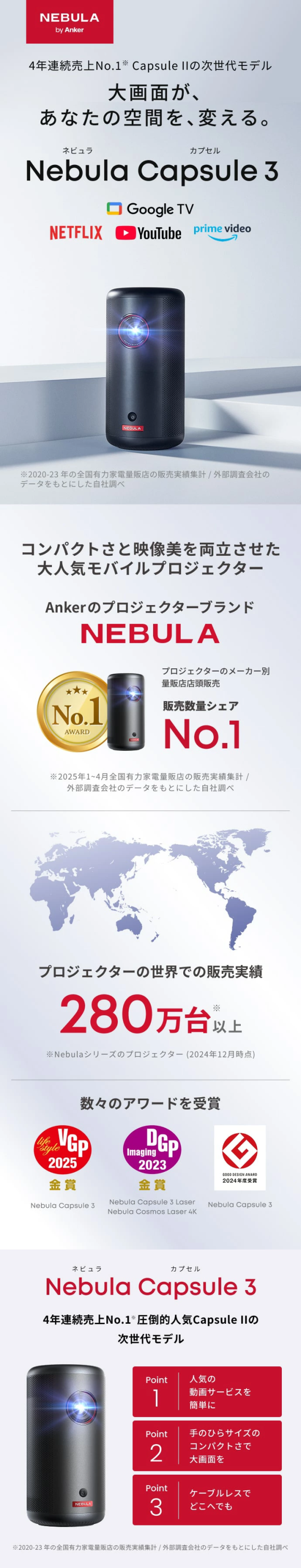 Nebula（Anker） プロジェクター Anker Nebula (ネビュラ) Capsule 3
