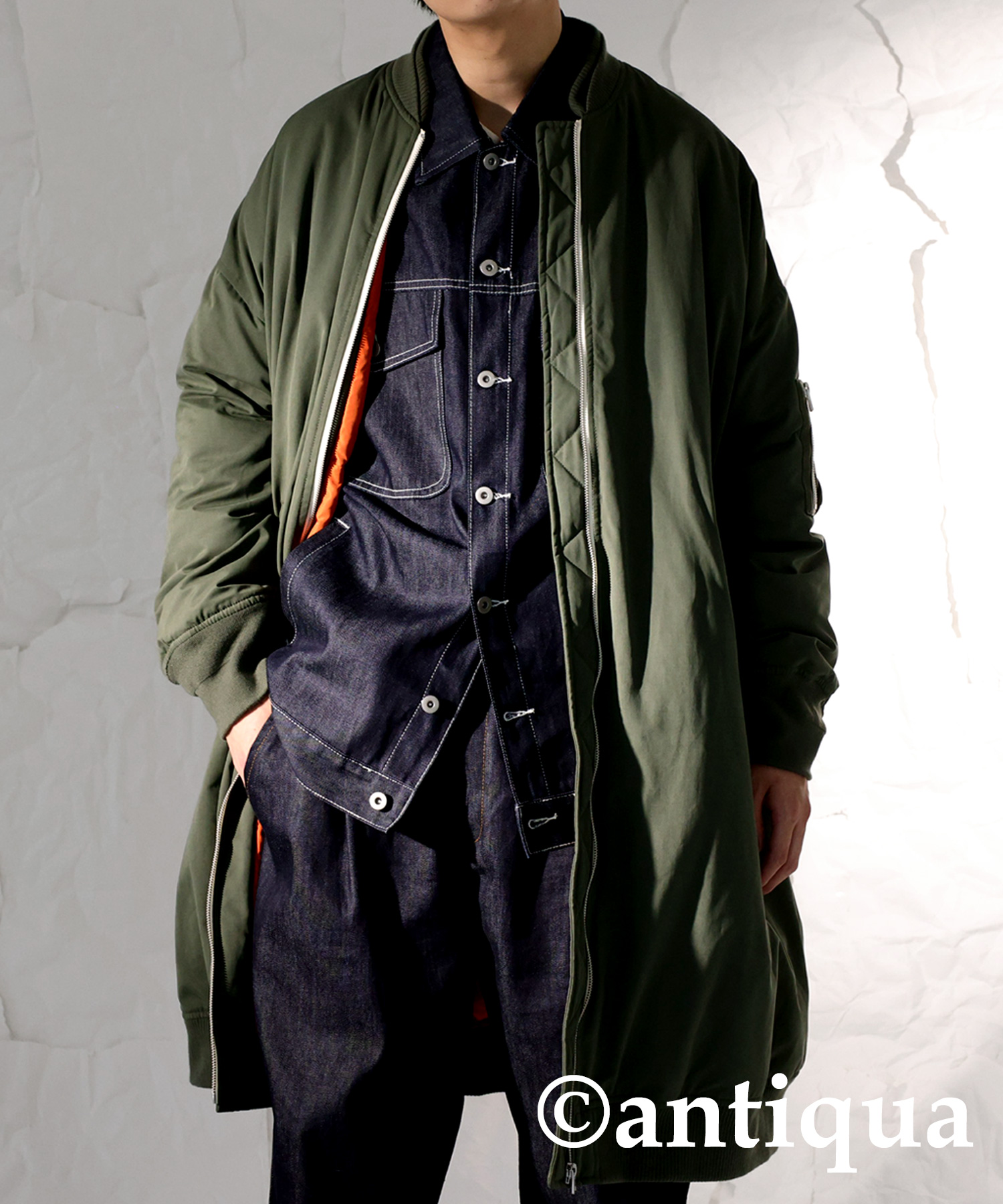 antiqua（アンティカ） MA-1 ロングコート メンズ アウター コート