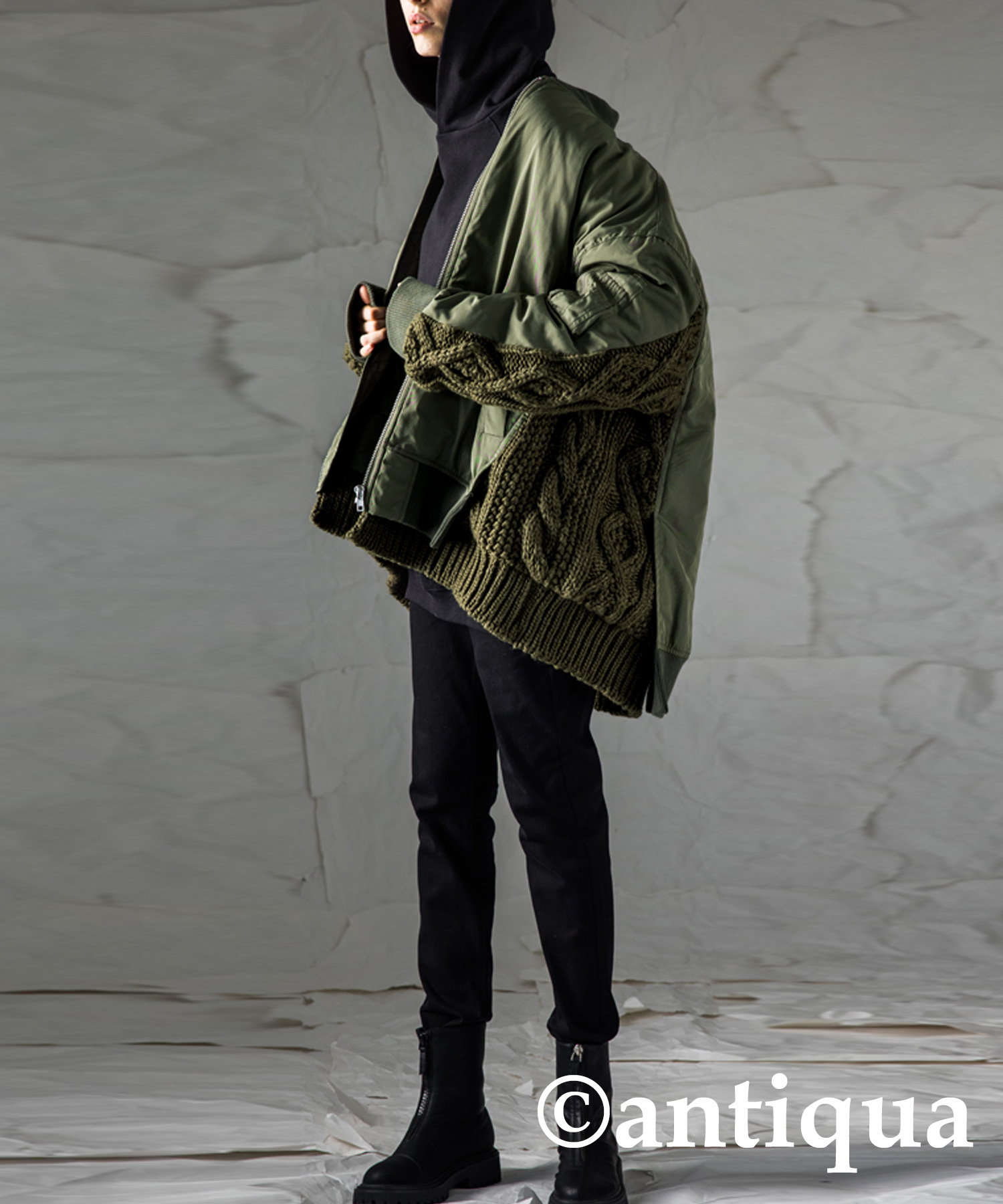 antiqua（アンティカ） ニットドッキング MA-1 レディース アウター