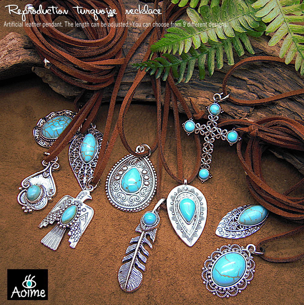 練り ターコイズ トルコ石 フェイクレザー 合皮 革ひも チョーカー