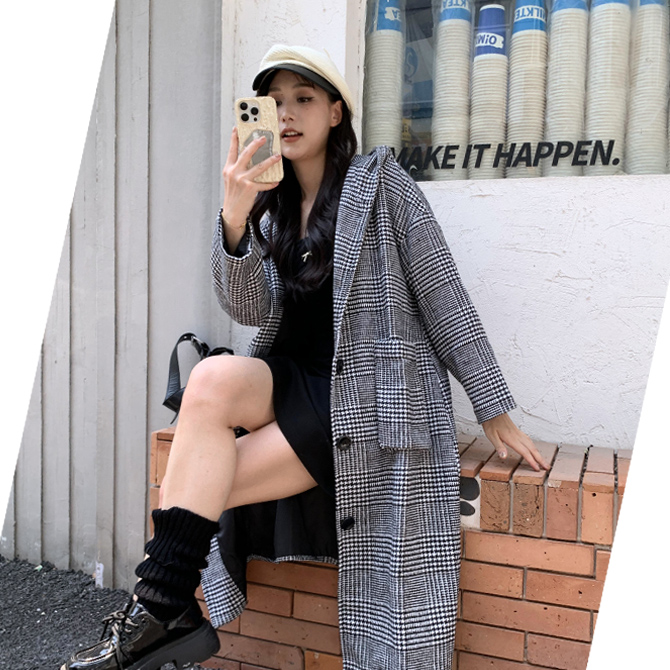 ARCADE（アーケード） ロングコート レディース フード付き 千鳥柄