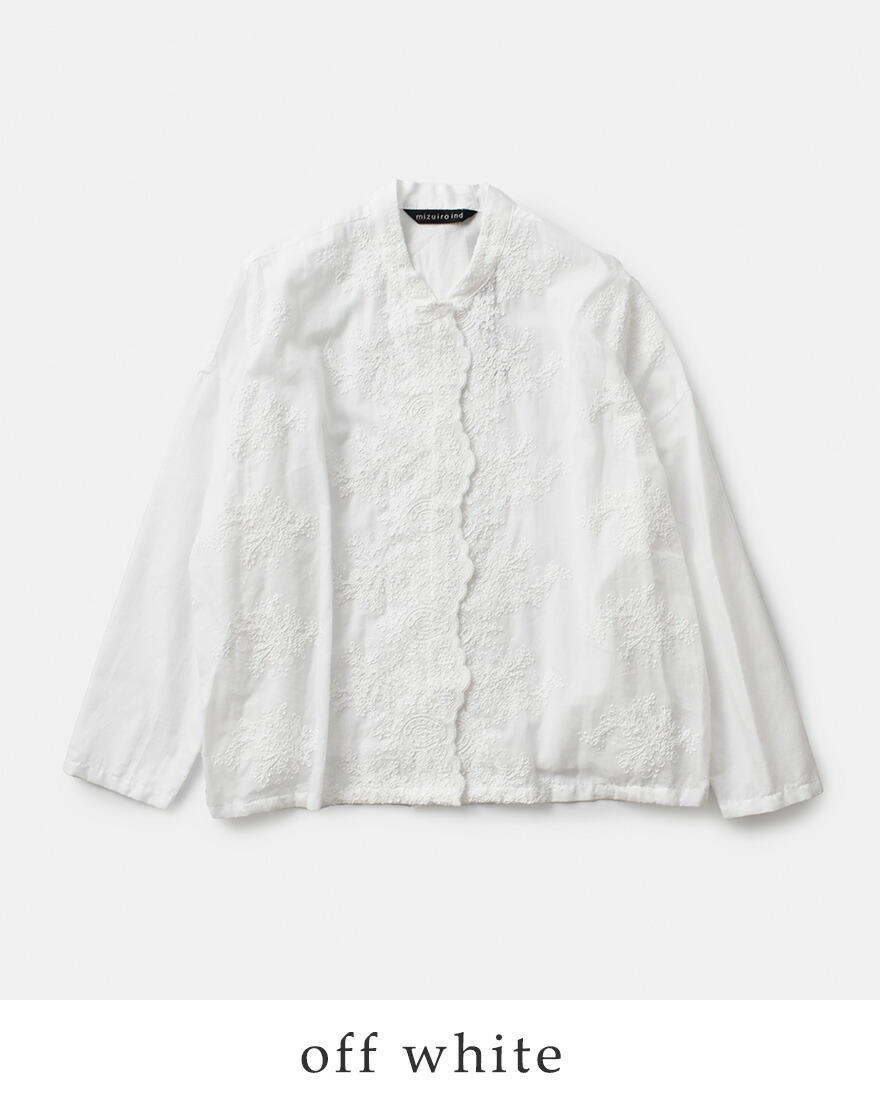 MIZUIRO ミズイロインド mizuiro ind コットン レース スタンドカラー