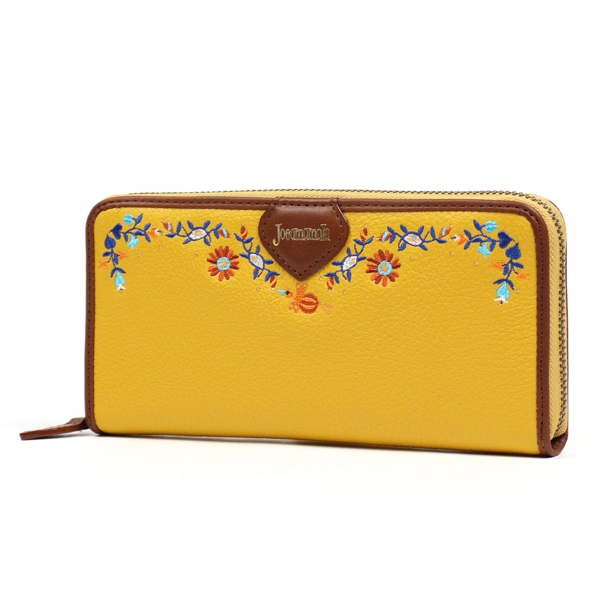 Jocomomola（ホコモモラ） ラウンドファスナー長財布 刺繍 鳥 ペタロ