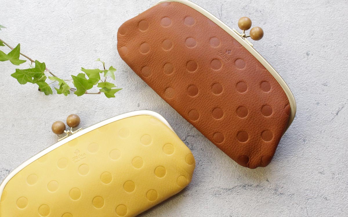 Folna 財布 がま口長財布 親子がま口 フォルナ ドット 木玉 ウッド