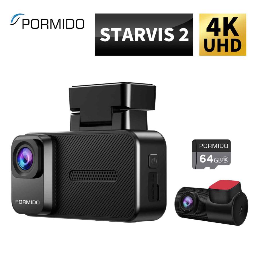 PORMIDO ドライブレコーダー本体+反射防止フィルム2枚 PRD80/PRD80C