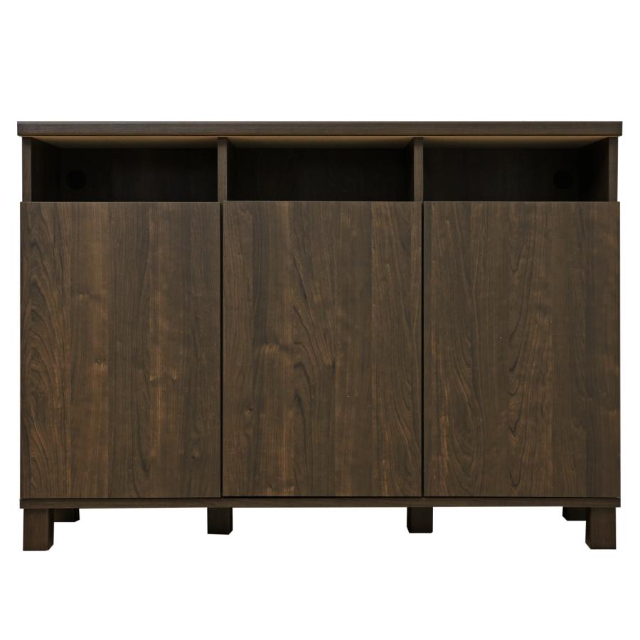 タカシン家具工業 キャビネット サイドボード 木製 3列 薄型 木目 奥行