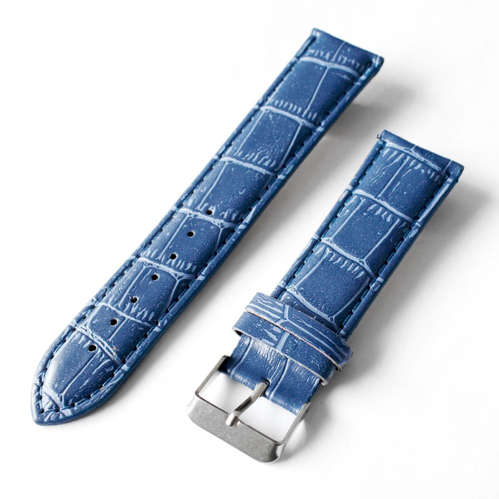 腕時計ベルト 替えベルト 幅22mm クロコダイル型押しベルト PUレザー