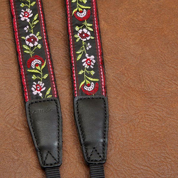 カメラストラップ ネックストラップ 花柄刺繍 一眼レフ ミラーレス一眼