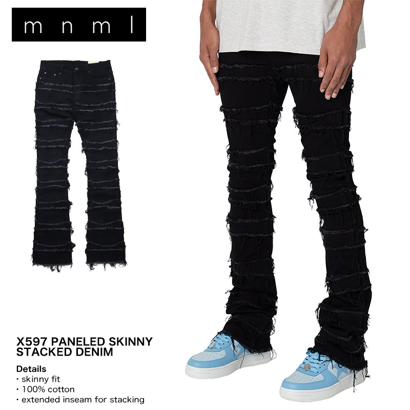 mnml（ミニマル） デニムパンツ フレア スキニー ダメージ メンズ