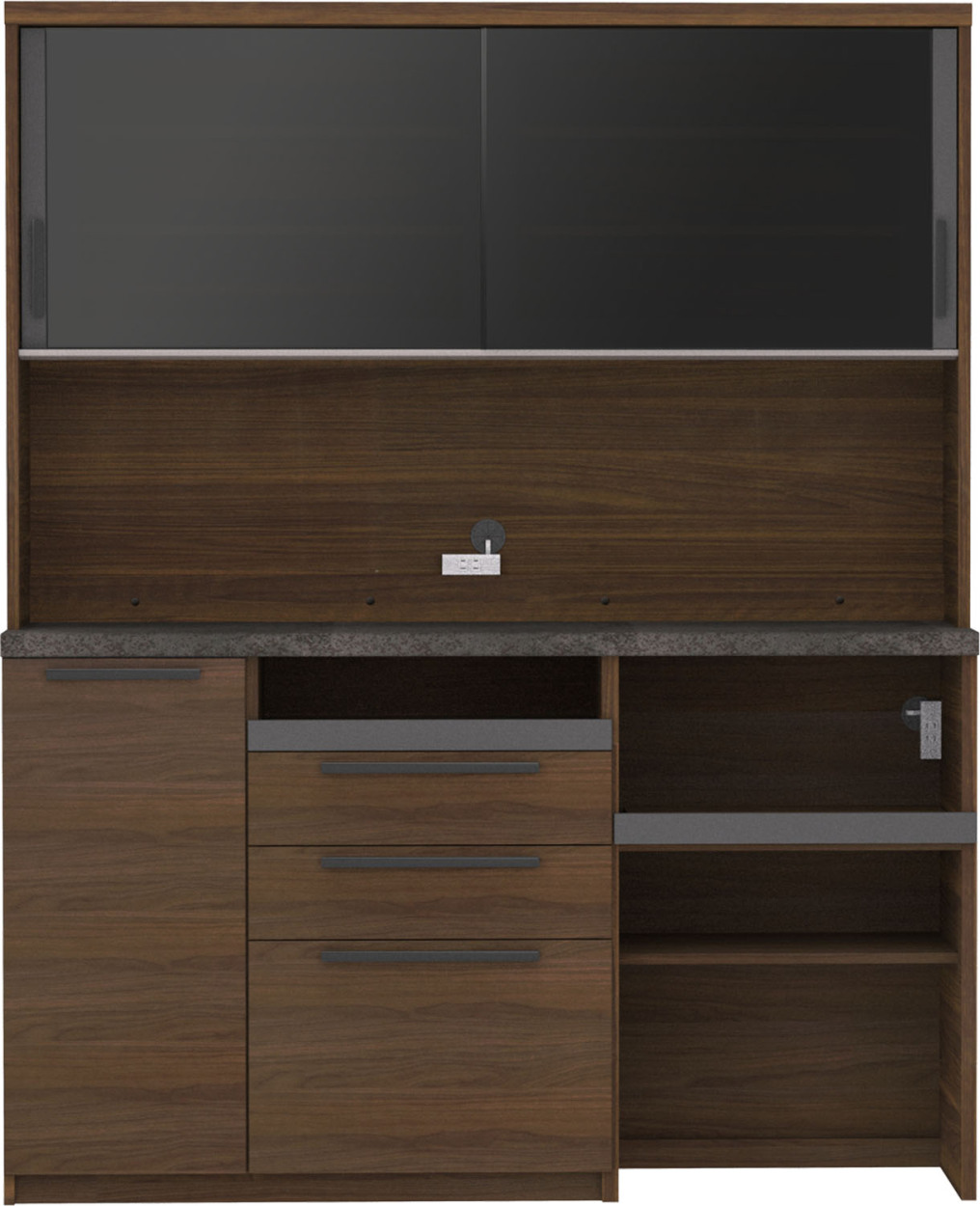 パモウナ 食器棚 幅160cm 奥行45cm 高さ198cm SY 完成品 棚 国産