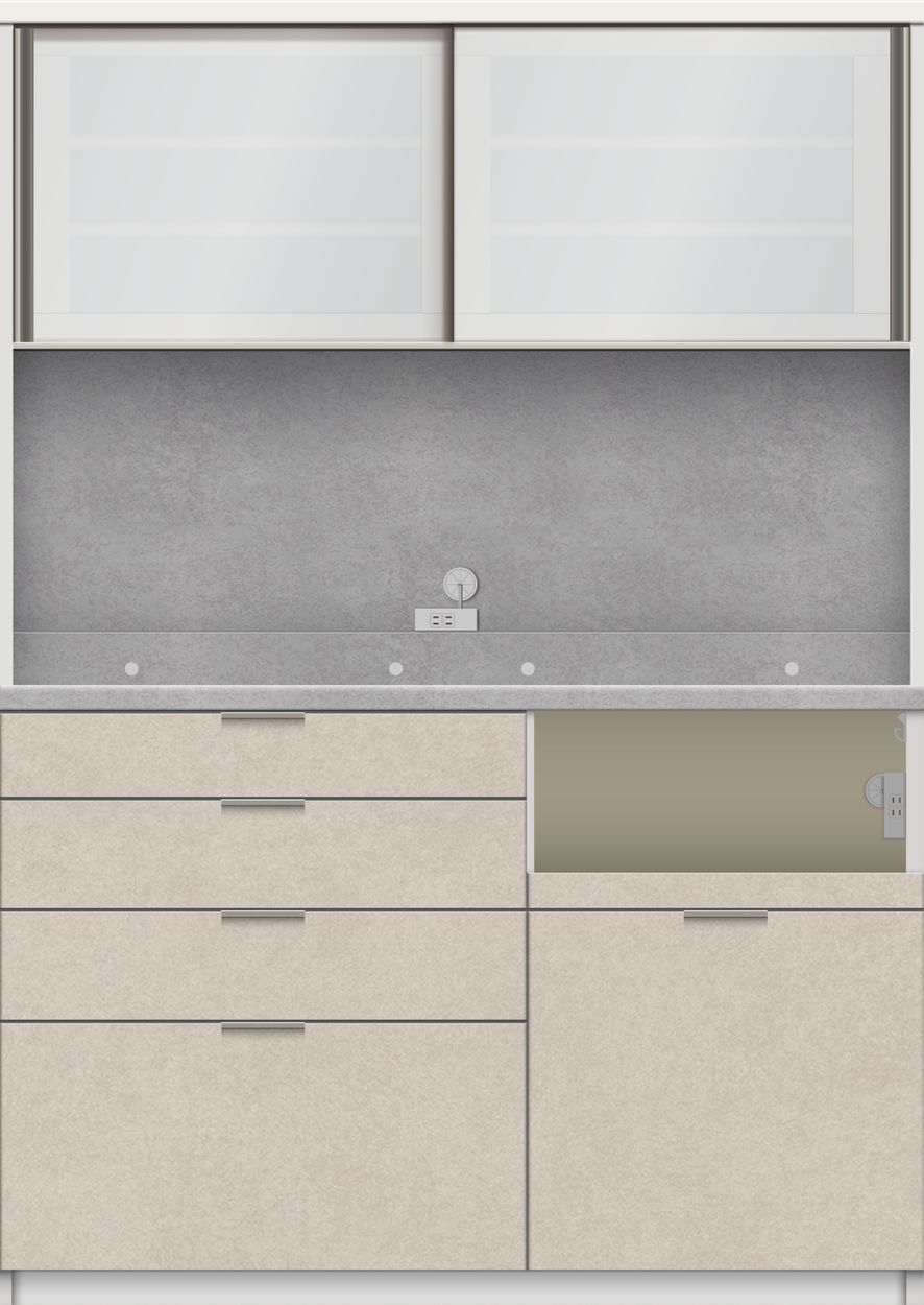 パモウナ 食器棚 幅140cm 奥行50cm 高さ198cm RU 完成品 棚 国産