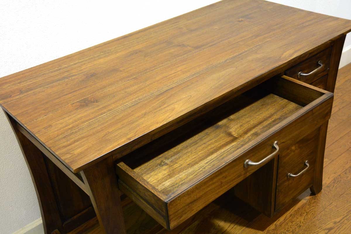 ライティングデスク チーク無垢材 幅110cm アジアン家具 北欧 木製