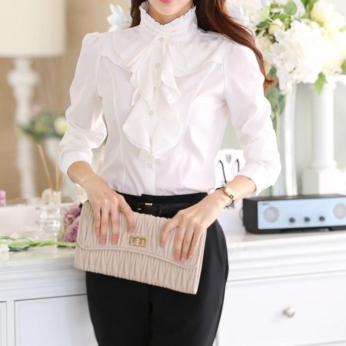 レディス トップス ブラウス リボン フリル 立ち襟 フォーマル 送料