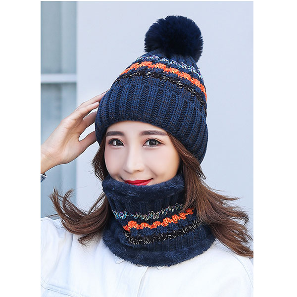 ニット帽 2点セット(帽子+ネックウォーマー) レディース 厚手 帽子