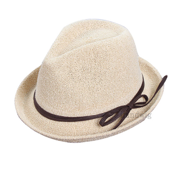 ネップ糸 中折れハット 綿麻 帽子 麦わら帽子 ストローハット パナマ帽