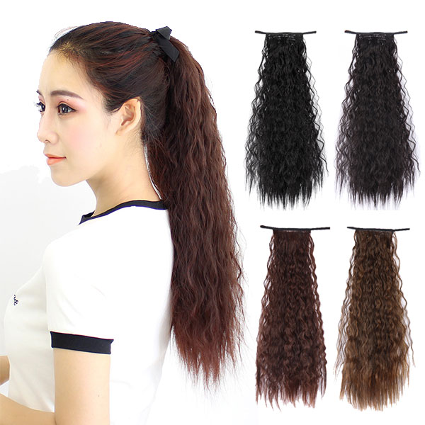 ポイントウィッグ ソバージュ ポニーテール リボン式 エクステ ロング