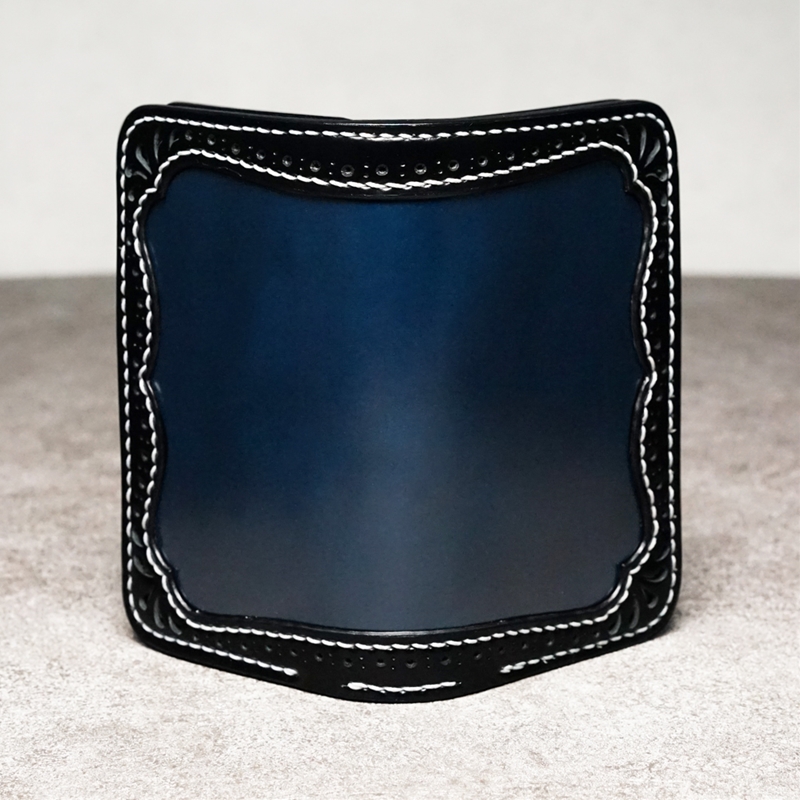 コードバンミドルウォレット パンチング ダブルカット ブラック