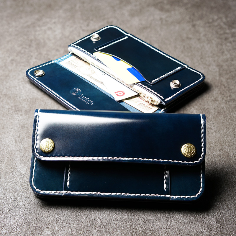 トラッカーズウォレット コードバン本藍染め バイカーズウォレット