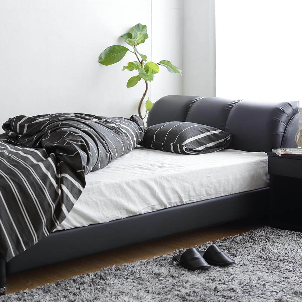 ベッド クイーン レザー 組立設置無料 国産 ナポリ ブラック すのこ