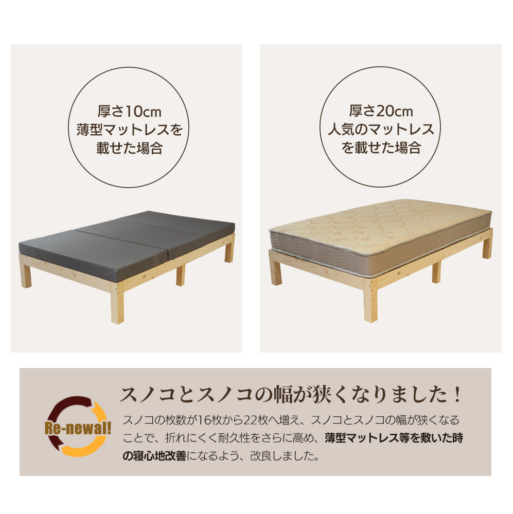 ベッドアンドマットレス ベッドフレーム ベッド セミダブル 木製ベッド