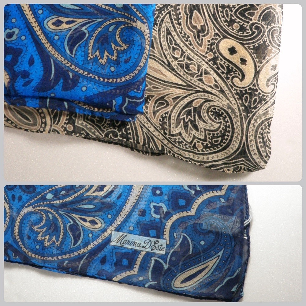 イタリア製 シルク100％ ストール スカーフ ペイズリー プリント