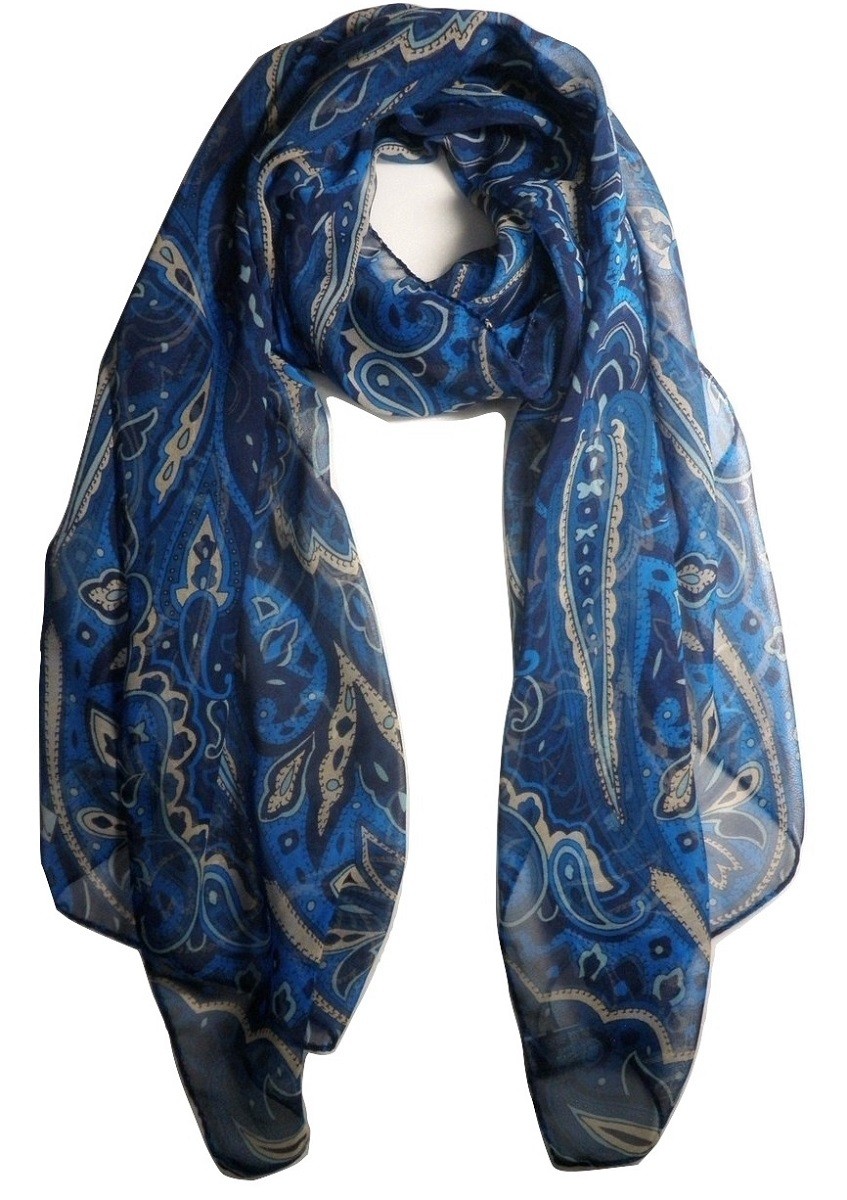 イタリア製 シルク100％ ストール スカーフ ペイズリー プリント