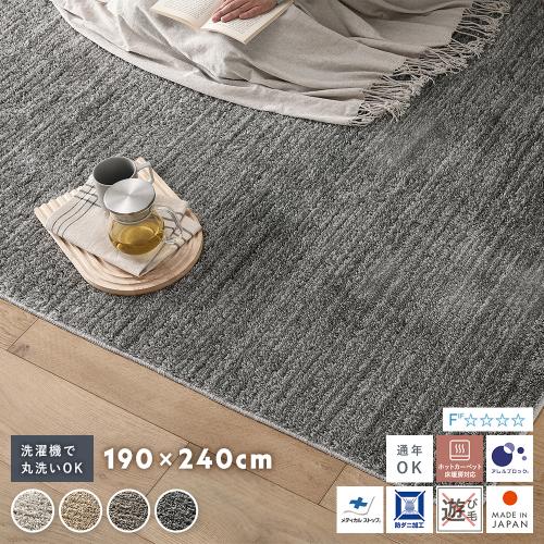 ミックスパイル ラグ 約190×240cm 洗える 日本製 国産 軽量 防ダニ