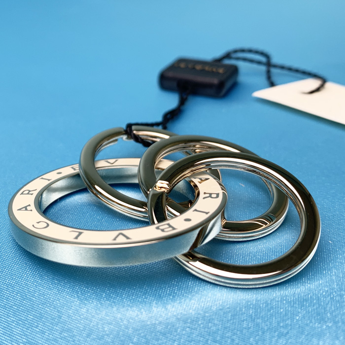 ブルガリ キーリング メタル 3連 レディース メンズ ブラック レッド