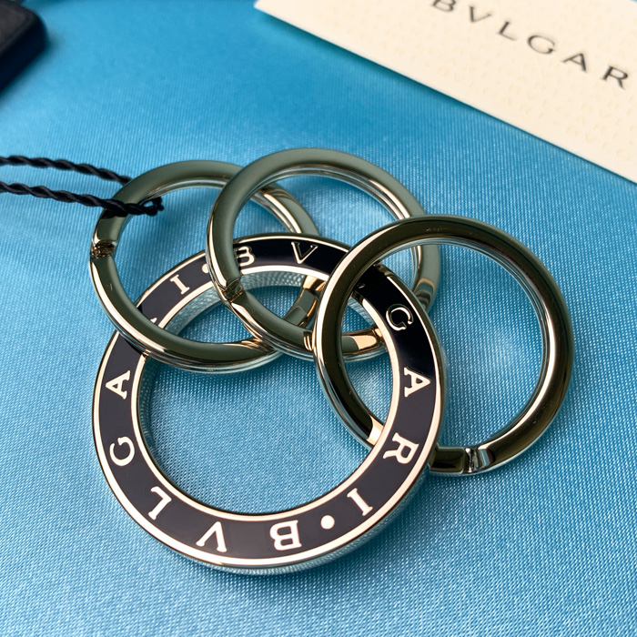 ブルガリ キーリング メタル 3連 レディース メンズ ブラック レッド