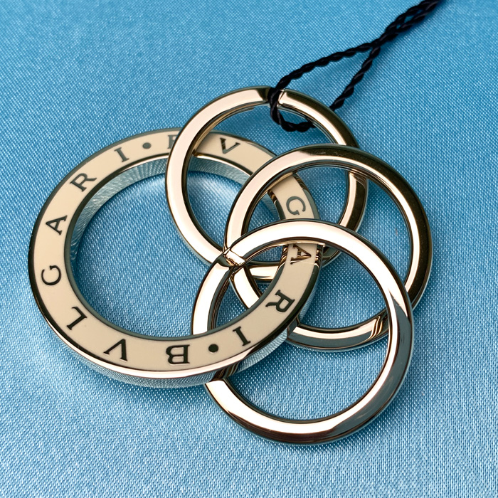 ブルガリ キーリング メタル 3連 レディース メンズ ブラック レッド