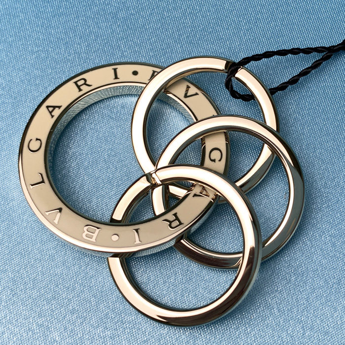 ブルガリ キーリング メタル 3連 レディース メンズ ブラック レッド