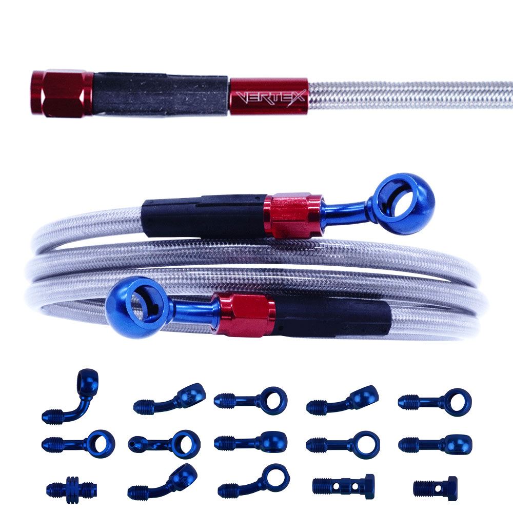 ゼファー400 メッシュ ブレーキホース リア 純正長 クリア ブルー