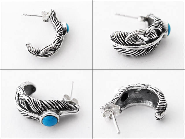 Binich（ビニッチ） ターコイズ フェザー ピアス メンズ シルバー925