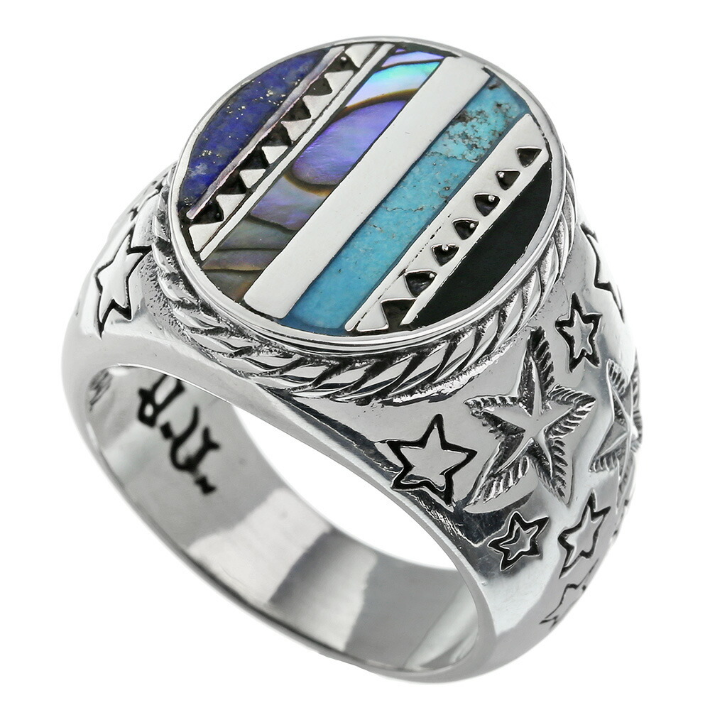 Binich（ビニッチ） インレイ マルチストーン スター リング メンズ