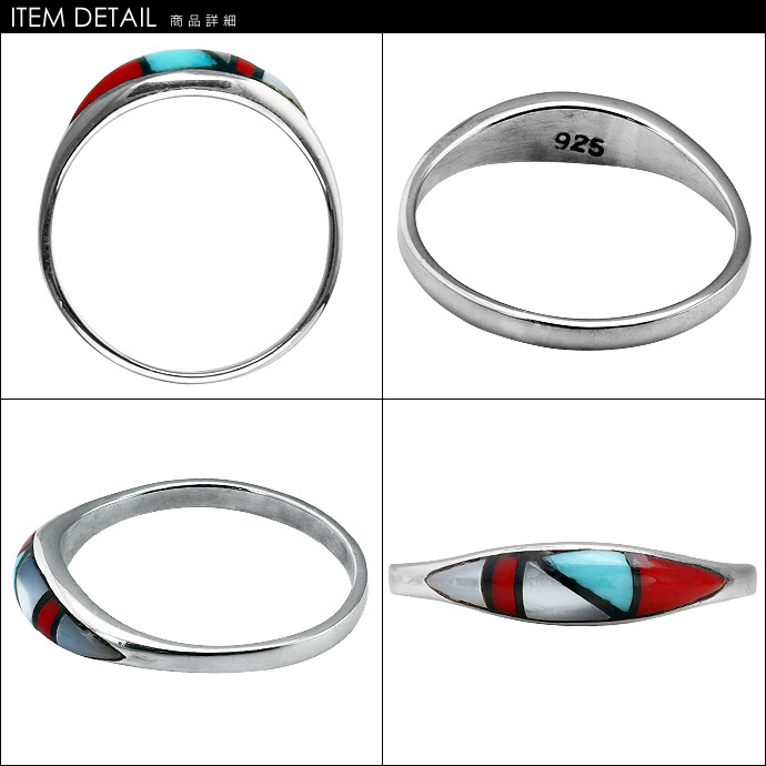 Binich（ビニッチ） インディアンジュエリー ターコイズインレイリング