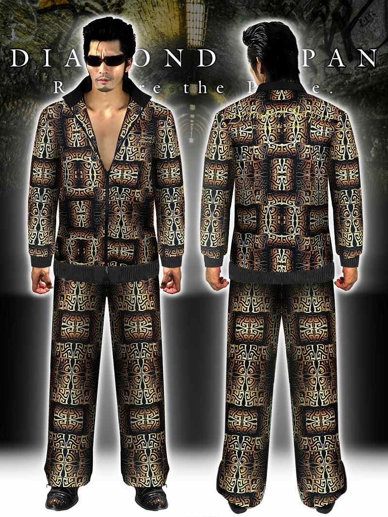 グレカ模様 黒 金 長袖 セットアップ ジャージ 服 DIAMOND JAPAN dj