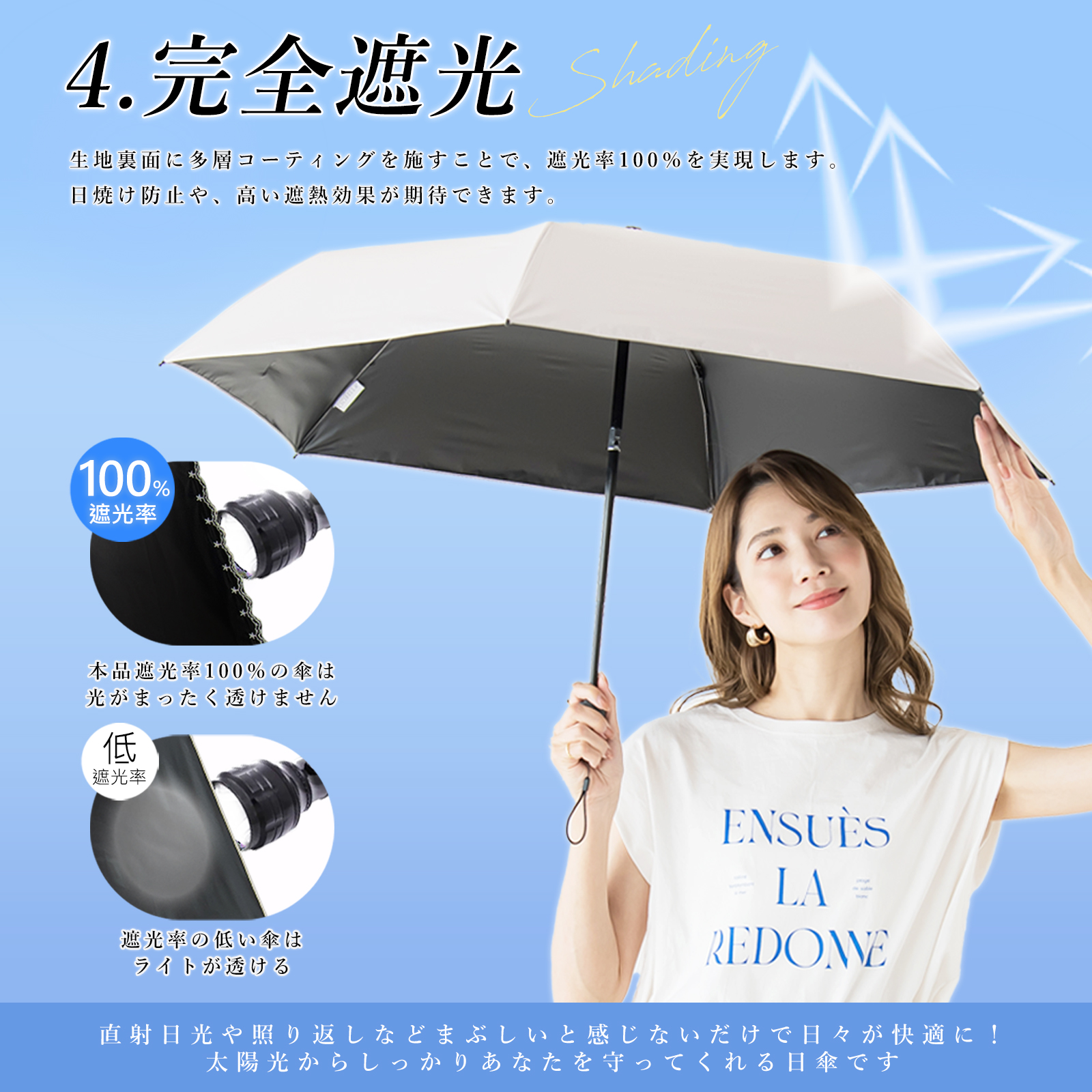 CICIBELLA 日傘 軽量 折りたたみ 日傘 完全遮光 超軽量 255g 晴雨兼用