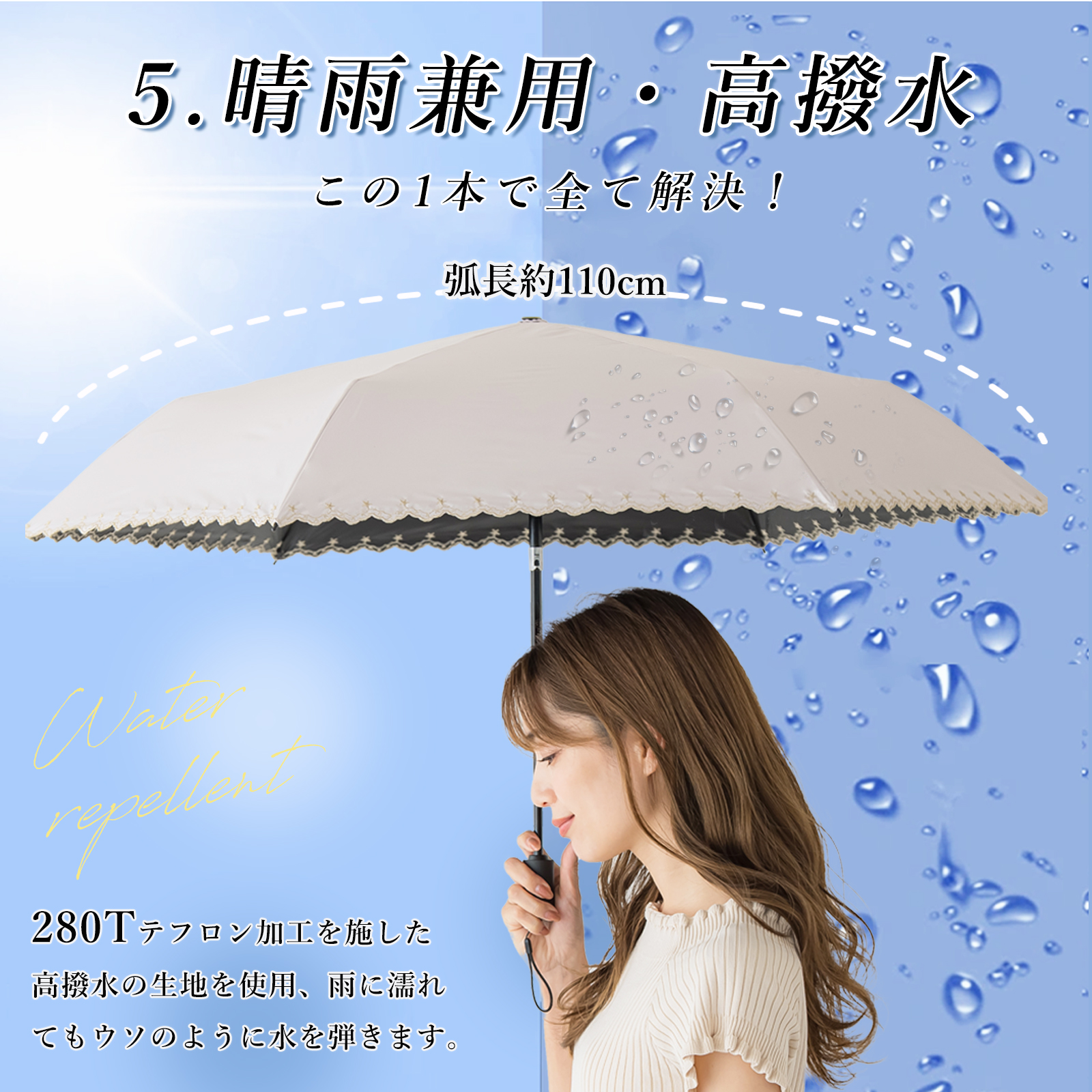 CICIBELLA 日傘 軽量 折りたたみ 日傘 完全遮光 超軽量 255g 晴雨兼用