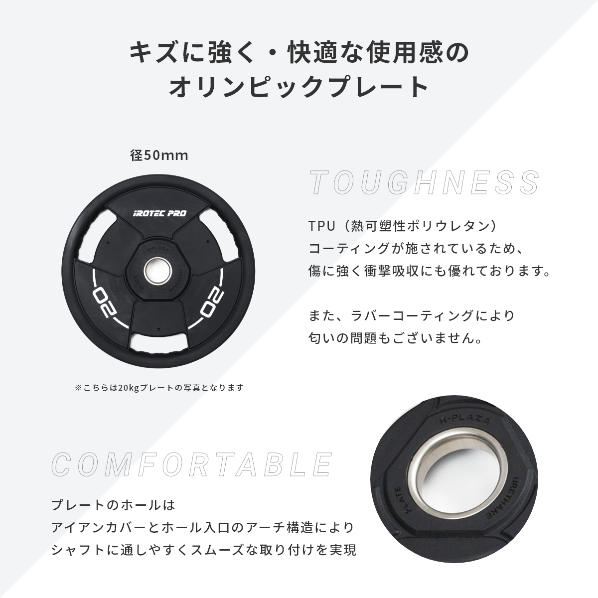 オリンピック プレート 20KG 50mm IROTECPRO アイロテックプロ PU