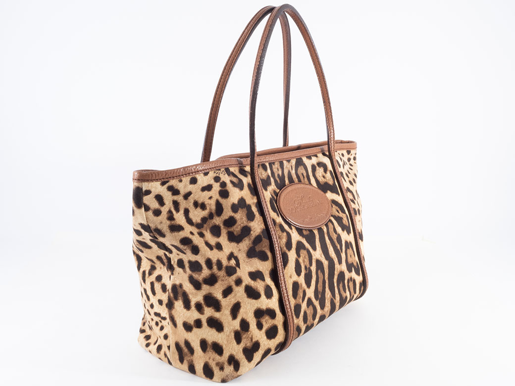 ドルチェ＆ガッバーナ レオパード トート バッグ キャンバスxレザー