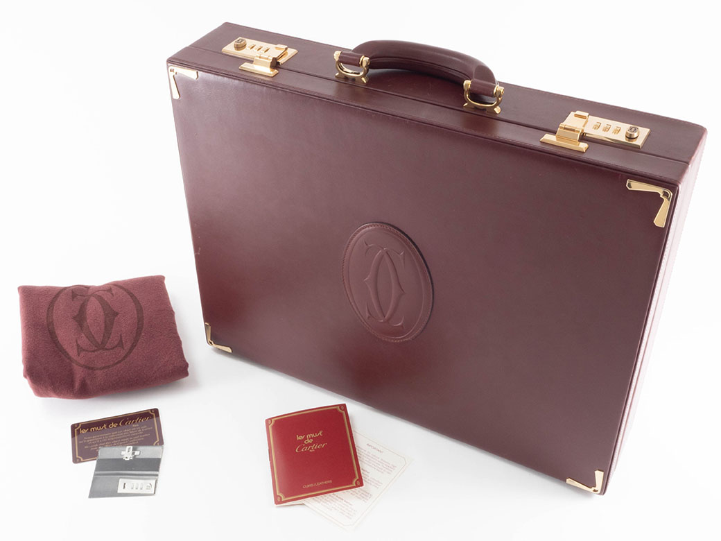 カルティエ マストライン アタッシュケース レザー ボルドー