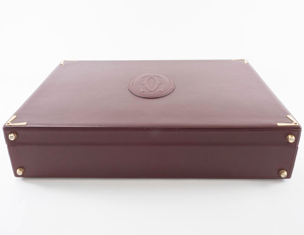 カルティエ マストライン アタッシュケース レザー ボルドー