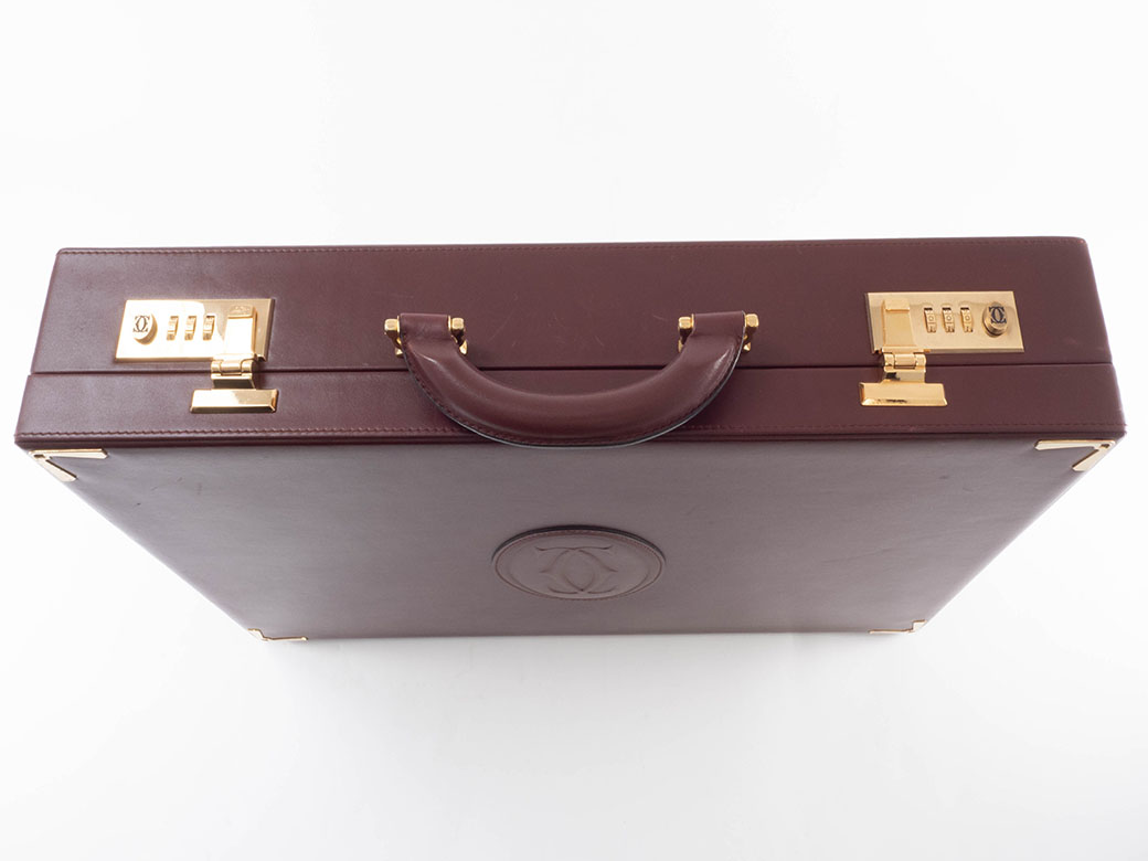 カルティエ マストライン アタッシュケース レザー ボルドー