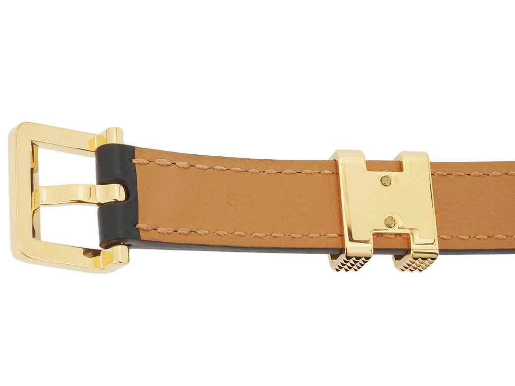 HERMES（エルメス） ポップH ギヨシエ 15 ベルト ブラックxゴールド