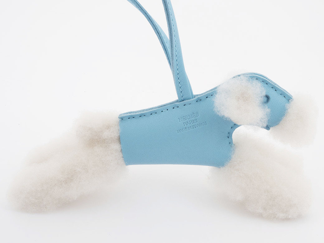HERMES（エルメス） バディ チャーム 犬 ブルー系 レザーxウール