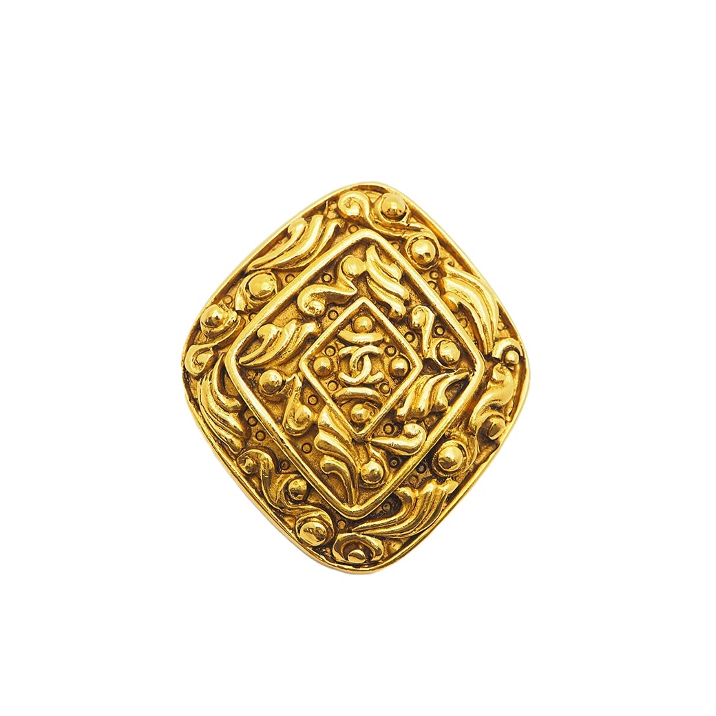 CHANEL（シャネル） ヴィンテージ ひし形 ココ ブローチ ゴールド