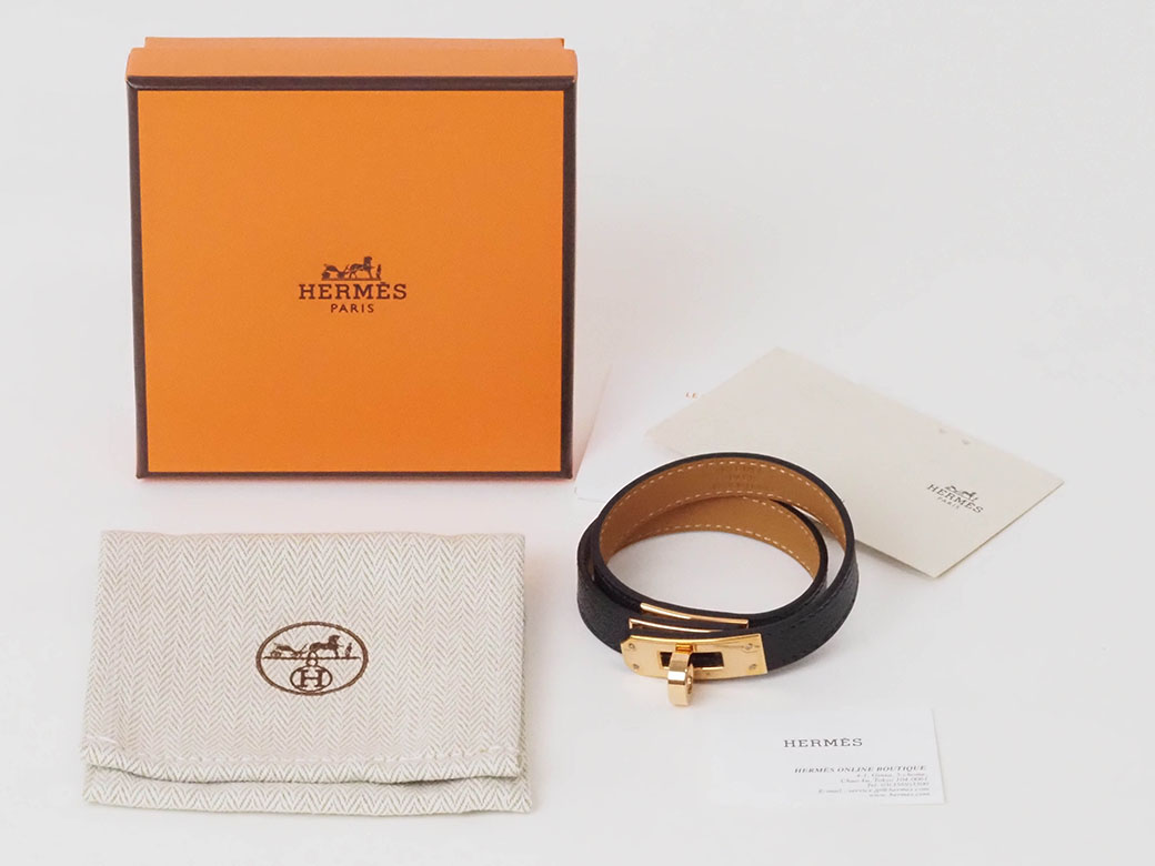 HERMES（エルメス） レザーブレスレット ケリー ドゥブルトゥール 黒
