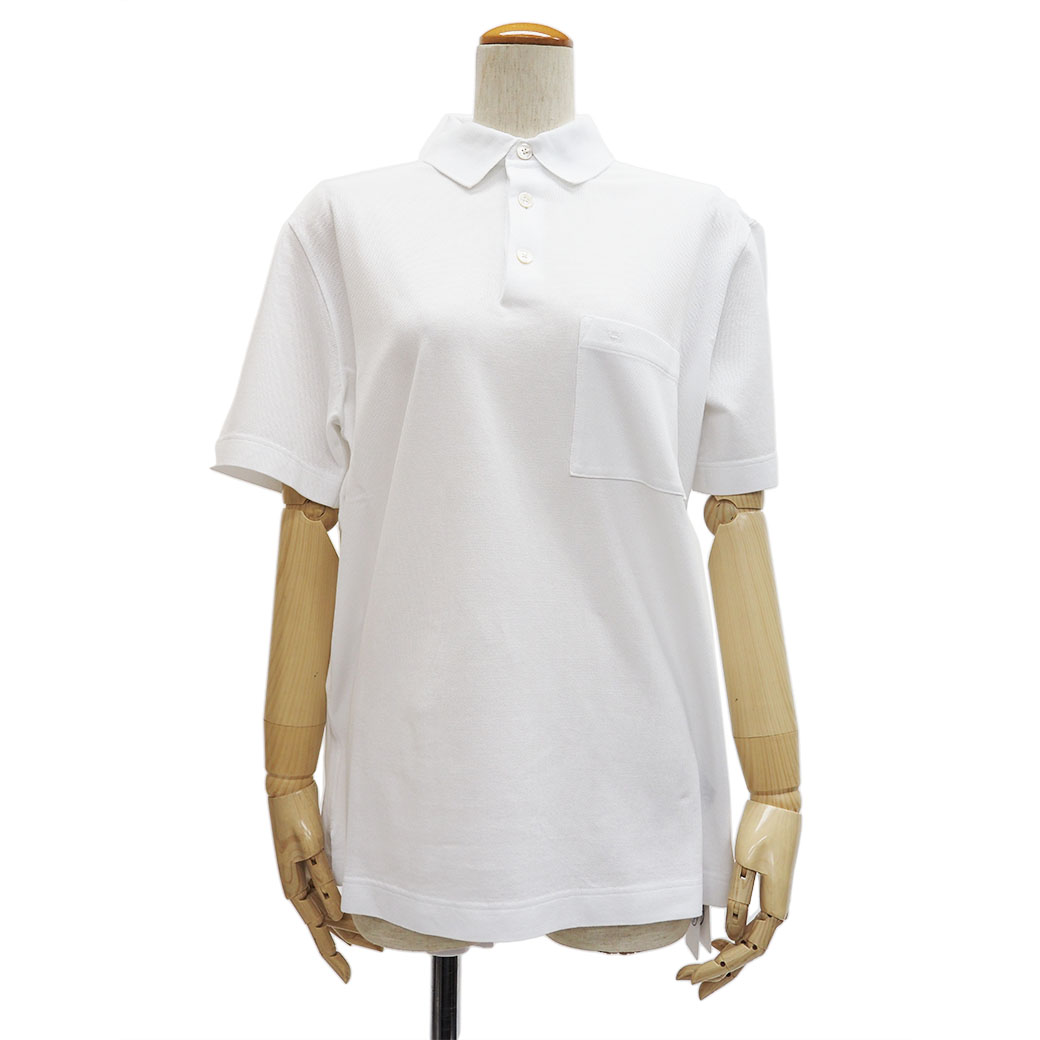 HERMES（エルメス） ポロシャツ ボタン付 H刺繍 白 ホワイト